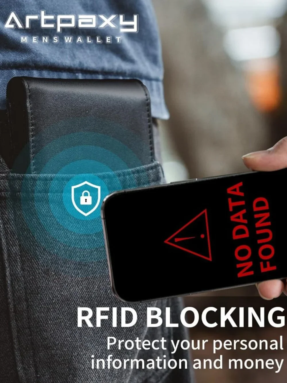 Genuine Leather Bifold Wallet for Men | RFID Blocking, 1 ID Window, 13 Card